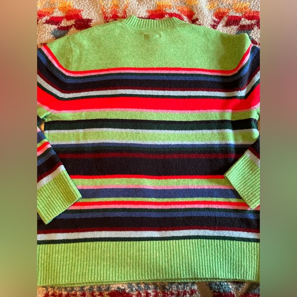 Houston White Adult Crewneck Pullover Sweater Green Stripe Large - Picture 4 of 11